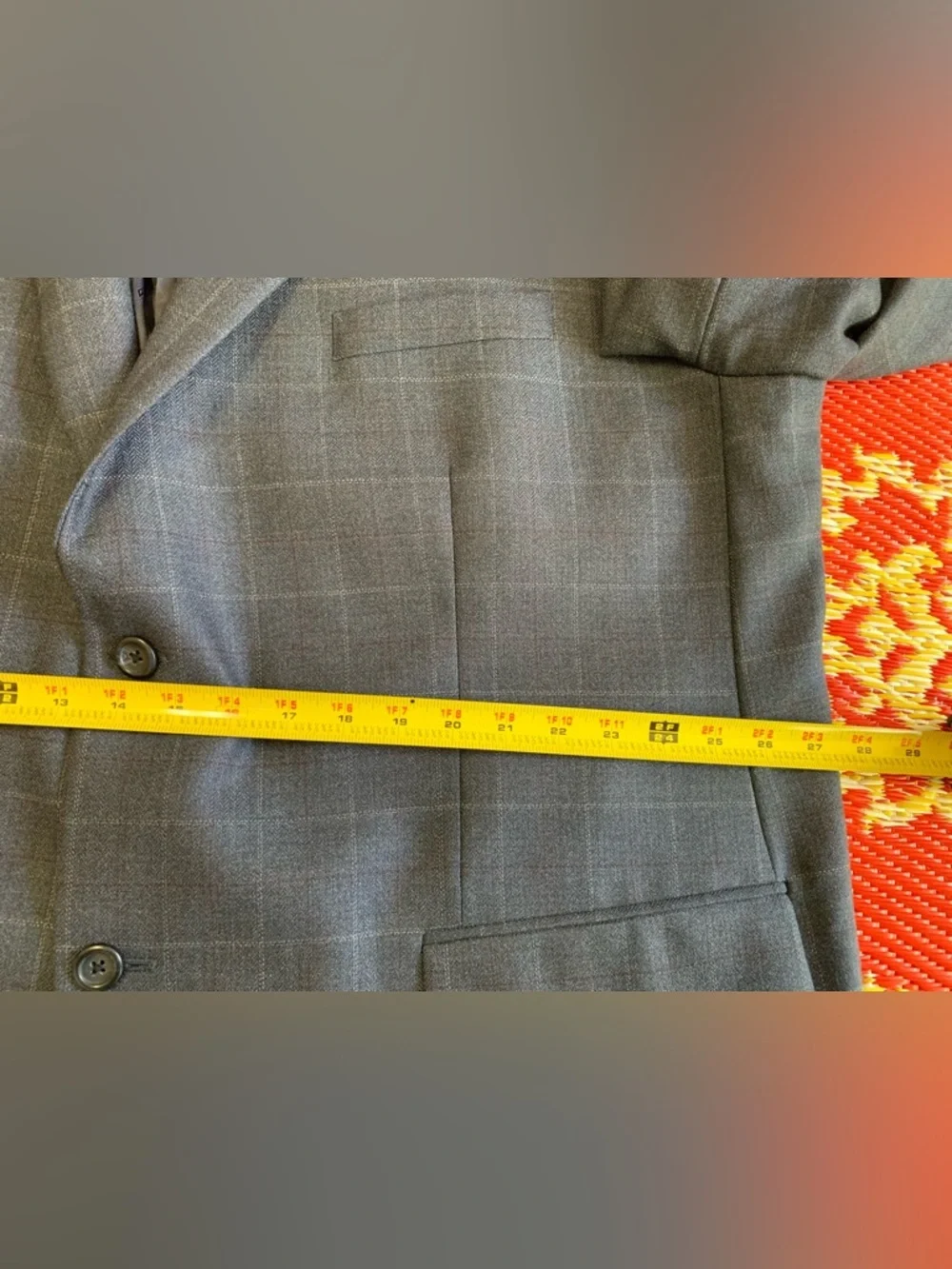 Joseph & Feiss 100% Wool Gray Windowpane Plaid Sport Coat Blazer Jacket SZ 52R